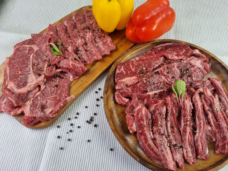 국내산 1등급 육우 소고기 한상 모둠 1kg 등심 채끝 갈비살 살치살 한우모듬 : 준푸드농수산