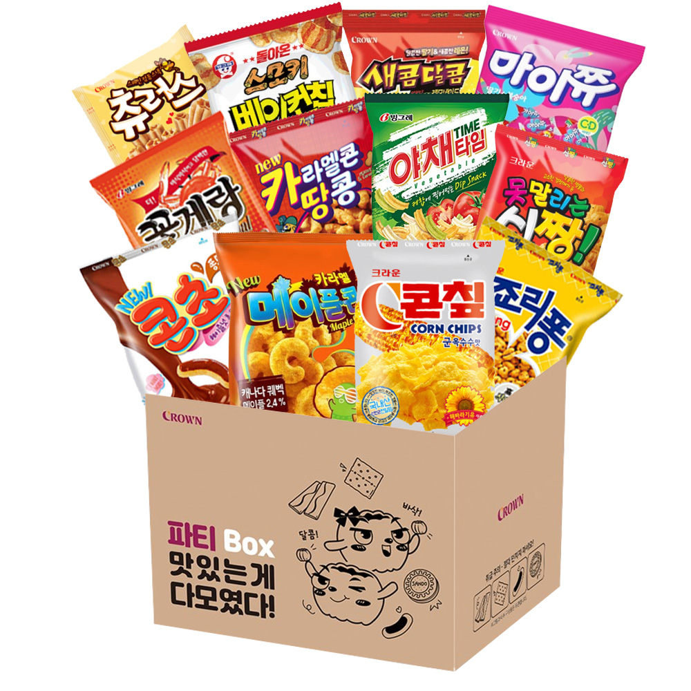 크라운 파티스낵 과자세트 콘초 콘칲 신짱 마이쮸 : 과자몬스터