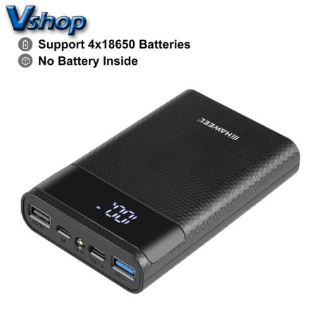 HAWEEL DIY 듀얼 웨이 QC 충전기 보조배터리 쉘 박스, USB 출력 및 디스플레이, 2 개, 12000mAh, 4x18650 배터리 (미포함), Suppo... 