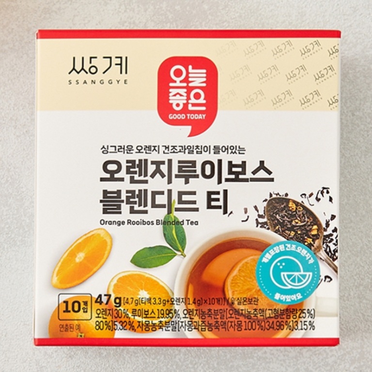 쌍계명차 오늘좋은 청귤 캐모마일 오렌지 루이보스 레몬 히비스커스 블렌디드 티 과일칩 상큼한 달콤한 커피대용 홈카페 티타임 : 단디판다