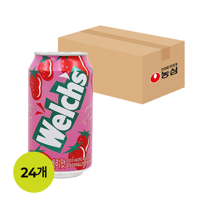 농심 웰치스 355ml 24can 1box(딸기 뚱캔) : 비아이푸드