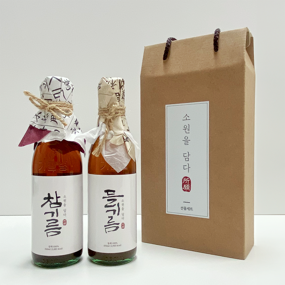 고소한 참기름 들기름 가정의 달 선물세트 각 350ml+350ml 대용량 : ㅋㅋ유통