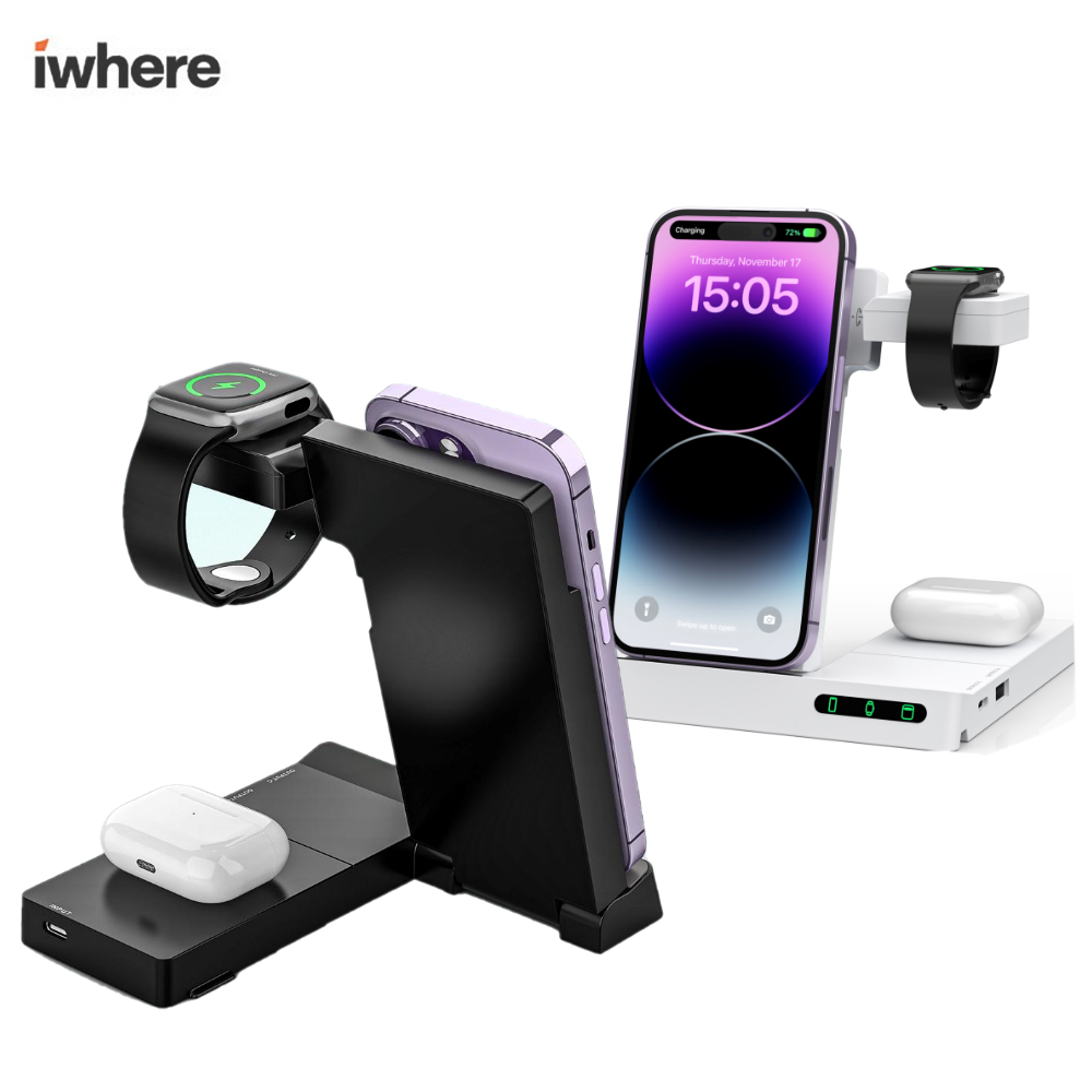 iWhere 6in1 무선충전기 스마트폰 갤럭시워치 호환 접이식 휴대용 IQW-6300D : 모바일트리