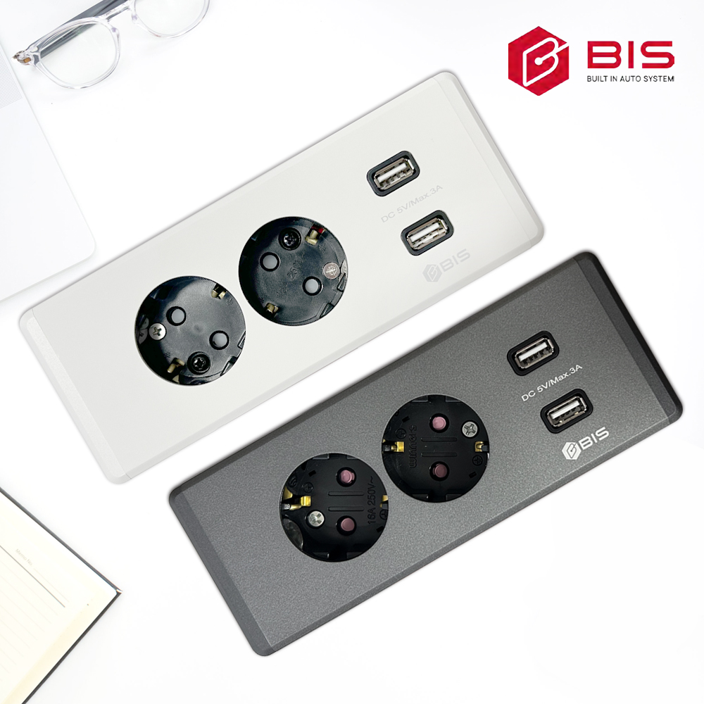 비아이에스 BIS BID-2002M USB 2구 콘센트 빌트인 매립형 : KISEN