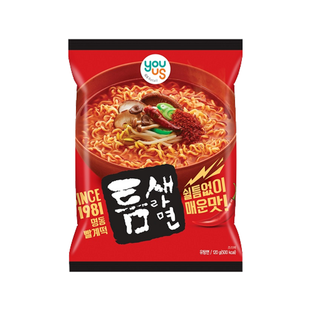 유어스 틈새라면 빨계떡 매운맛 봉지라면 120g x 1개 : 트렌디푸드샵