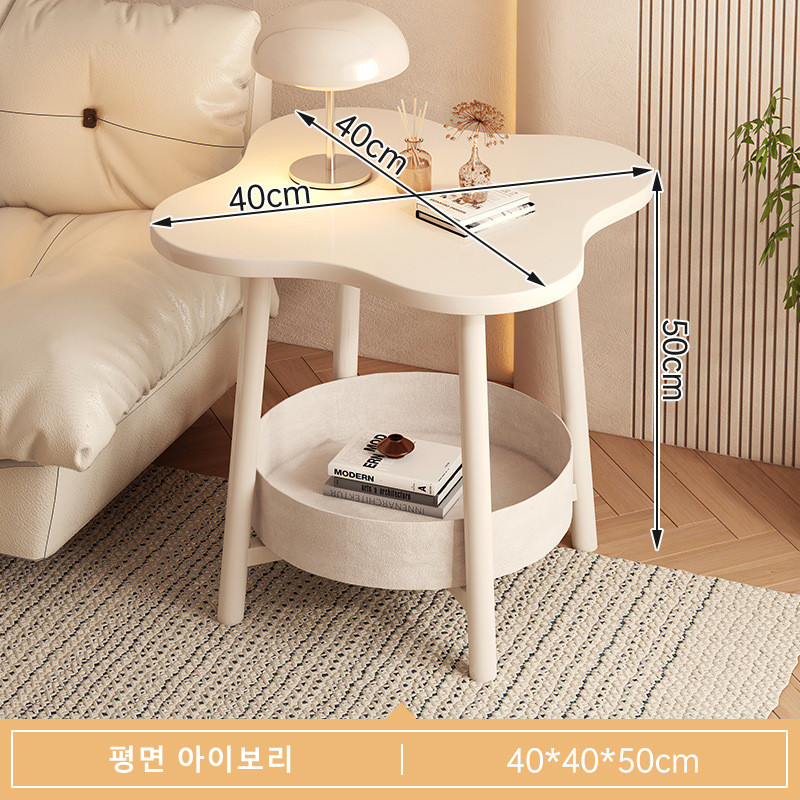 네잎클로버 이동식 사이드 협탁 베란다 거실 보조 침실 티테이블 : 이레무역