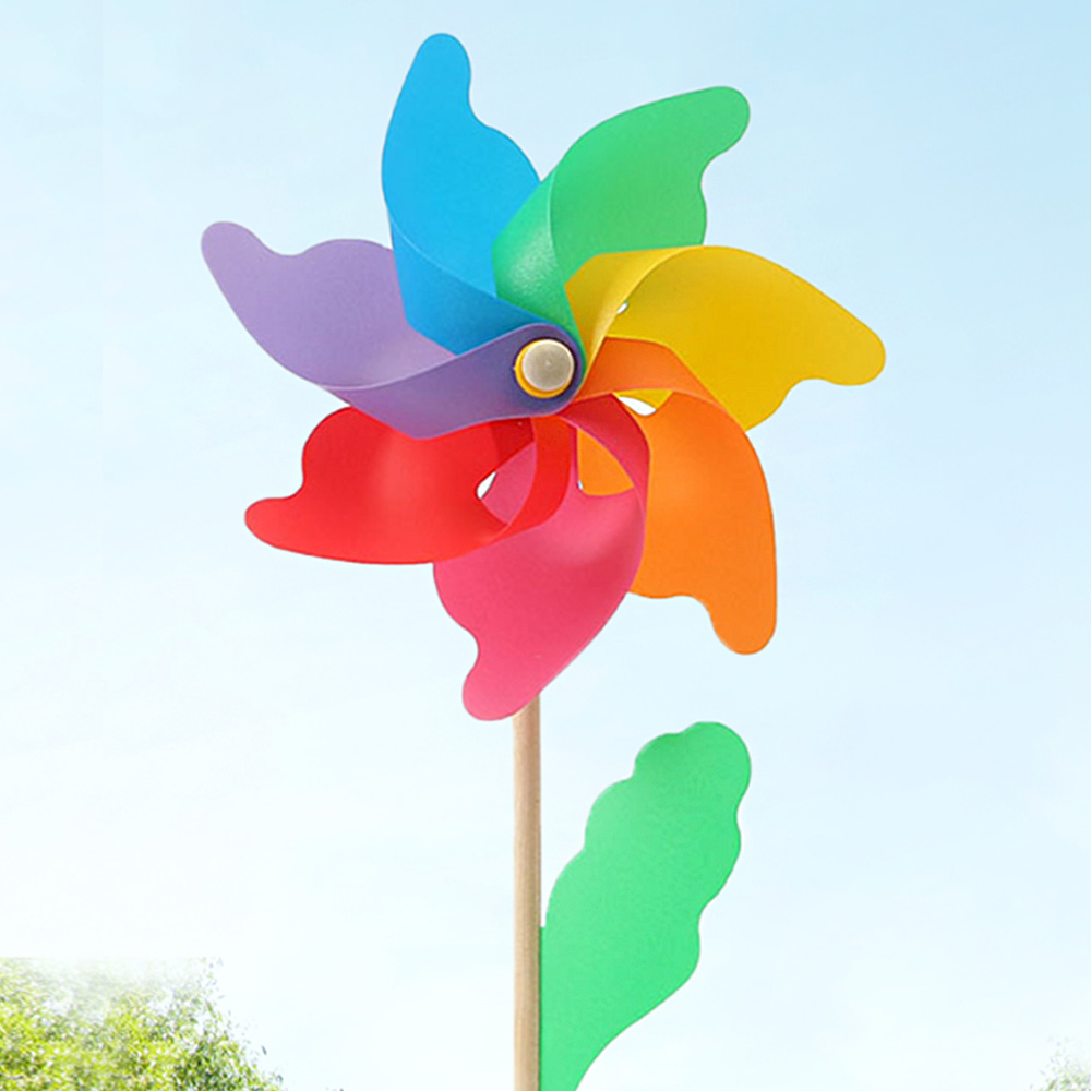 대형 중형 컬러풀 바람개비 8개세트/ 73cm, 54cm 정원 야외 용 무지개 꽃 만들기 : 평범한 가게