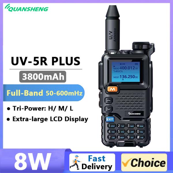 Quansheng UV-5R 플러스 워키토키, 8W 3800mAh AM FM 양방향 라디오, 에어 밴드 50-600MHz 커뮤테이터 트랜시버, UVK5 UV-K6 햄... 