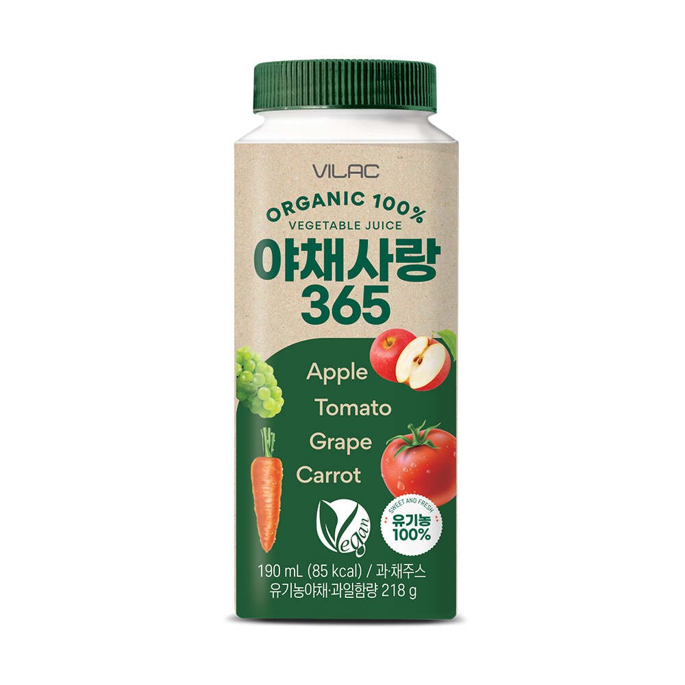 [비락] [24개입] 유기농100% 야채사랑 365 주스 190ml : 비락 본사 공식몰