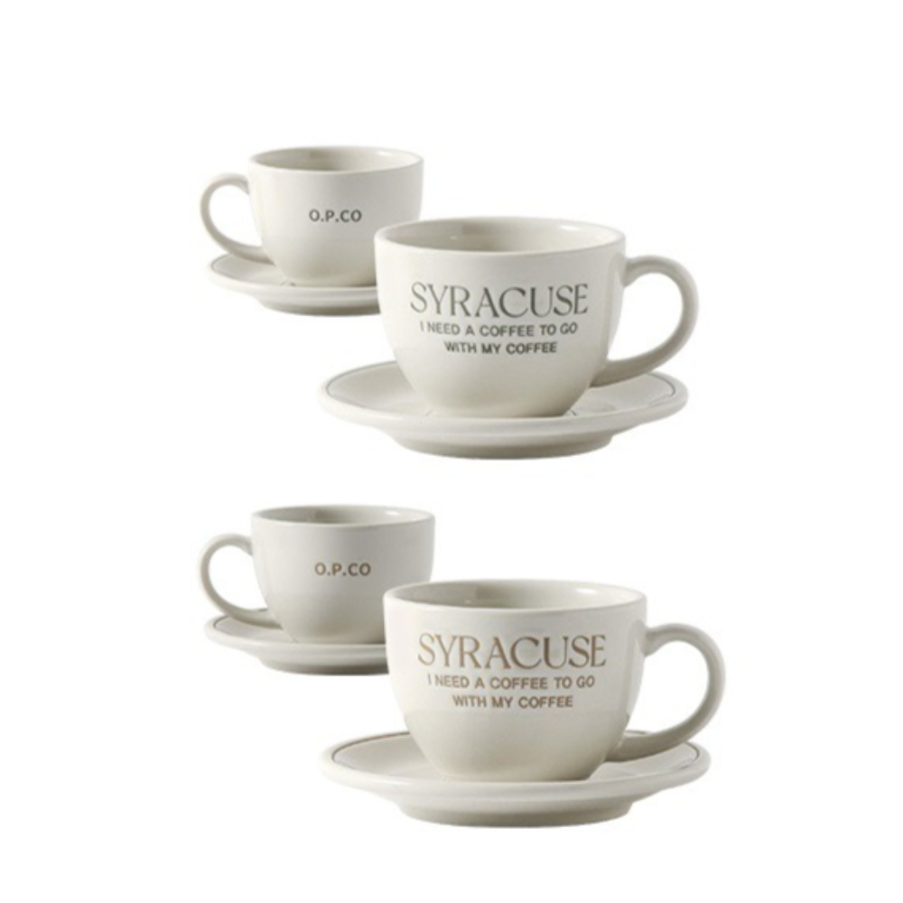 [시라쿠스] 레터링 세라믹 카푸치노잔 소서 230ml 2color_ 홈카페 : SamKwang