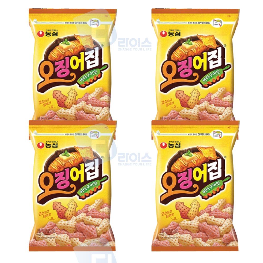 260g 농심 단체간식 4봉 오징어집 지퍼백 봉지과자 구운버 : 자이스토어