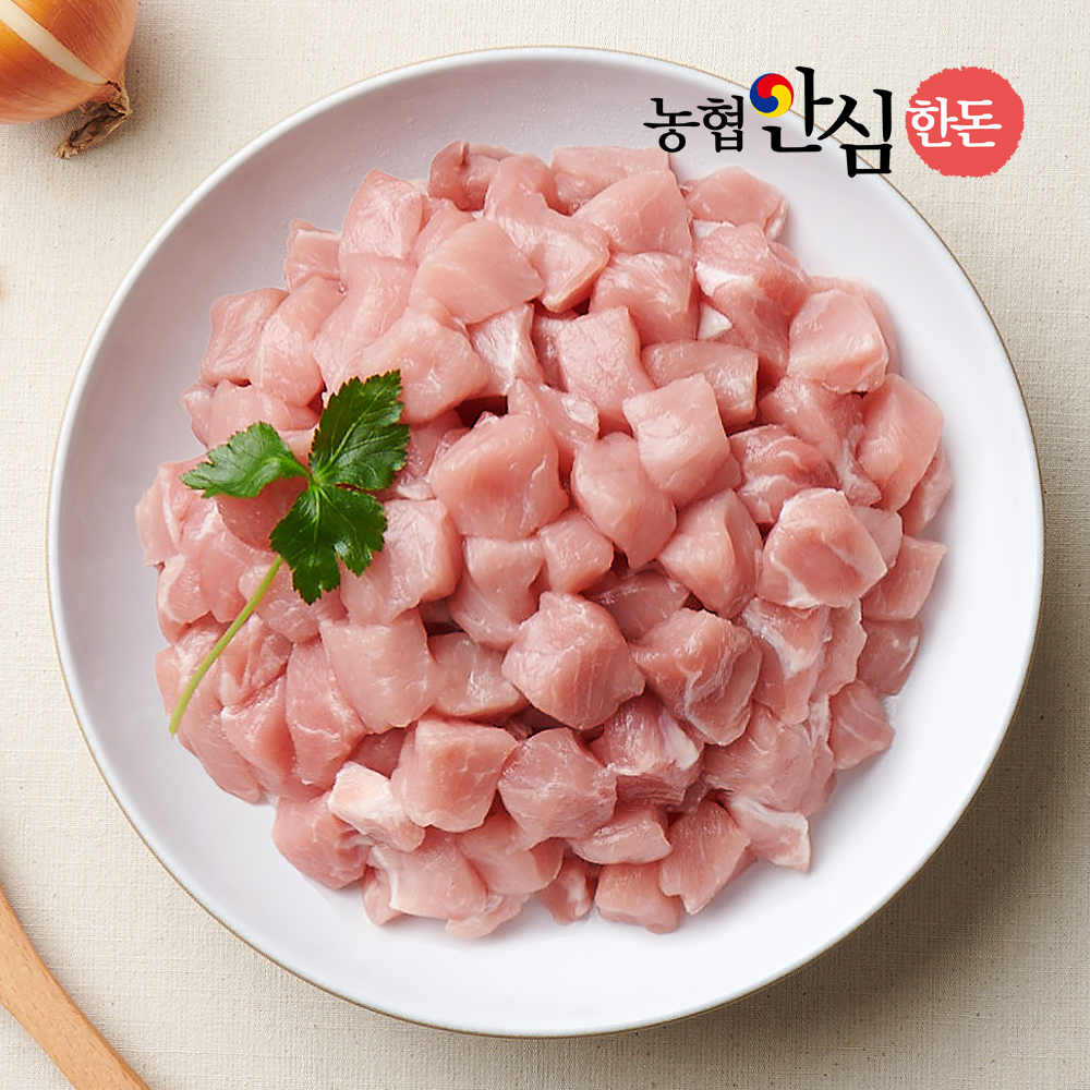 [냉장] 한돈 돼지 등심 500g 짜장 카레 돈가스 잡채 탕수육용 스테이크 고기/2개이상무배 : 농협안심한돈