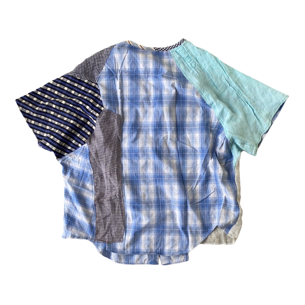 [REMAKE]  Patchwork Reglan Shirts -  blue check : 플라스틱팜