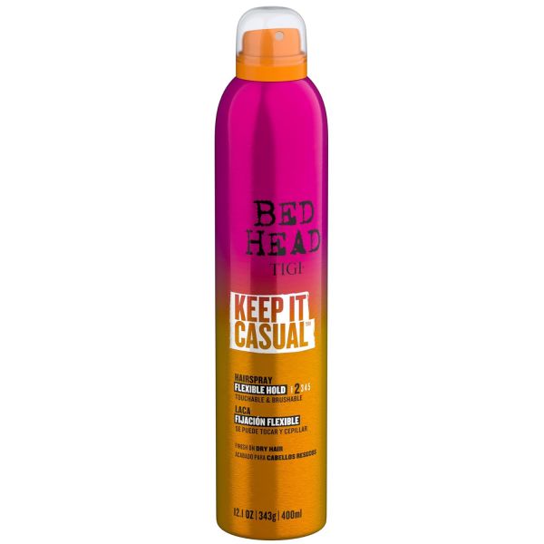 TIGI Frizz Control Bed Head 유연한 홀드 헤어스프레이 오래 지속되고 고정력 Keep It 캐주얼 브러시 가능한 헤어 스프레이 355ml(12... 