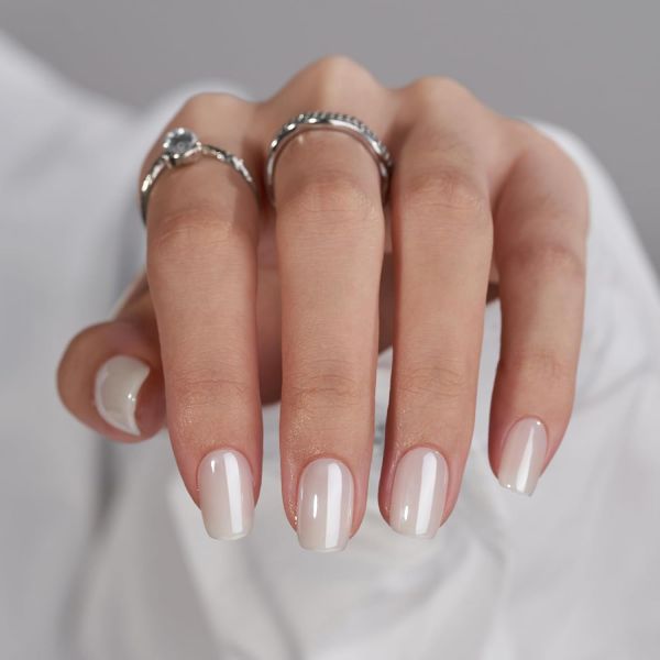 풀 커버 가짜네일 손톱 손톱을 짧게 누른다 - BTArtbox Square Press On Nails, White Chrome Nail  A-Vanilla Glazed : 잇츠어썸40호