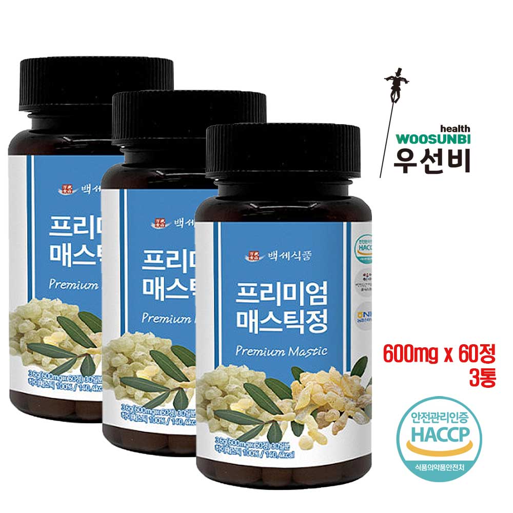 매스틱정 매스틱검 600mg x 60정 x 2통 천연소화성분 백세식품 : 동치미스토어