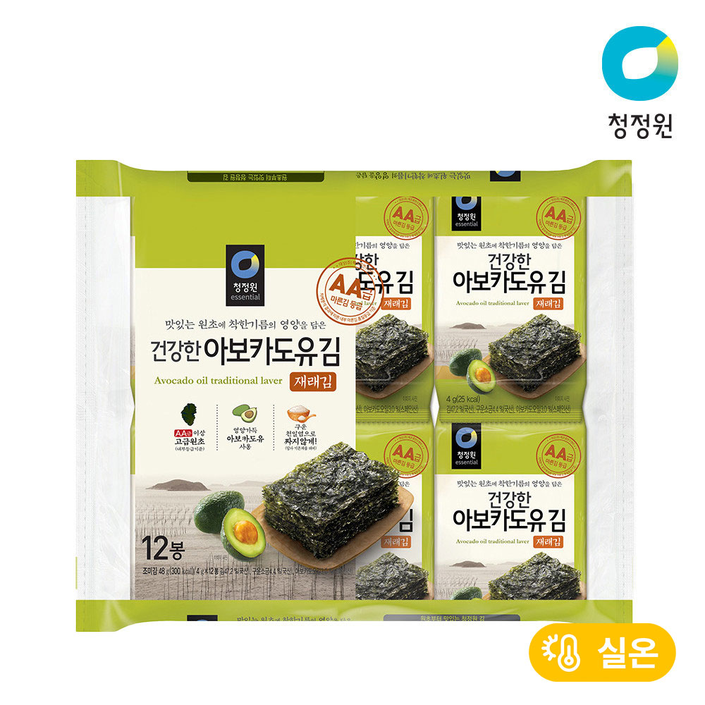 청정원 건강한 아보카도유김 재래김 (4g x 12봉), 4개 : 청정원 공식스토어