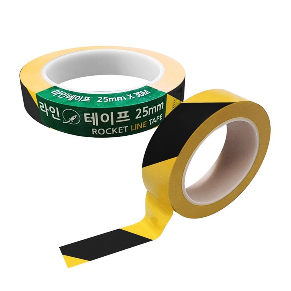 사선라인 위험표시 로켓 안전 테이프 25mm 30M 안전띠 표시 안전 도로 경고표지 스티커 전신주 : 알리몽드