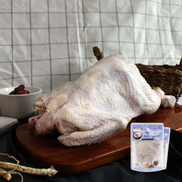 [두메산골] 닭백숙 재료 (냉장 토종닭 1.3kg내외+7가지 한방 부재료 100g) : 롯데아이몰