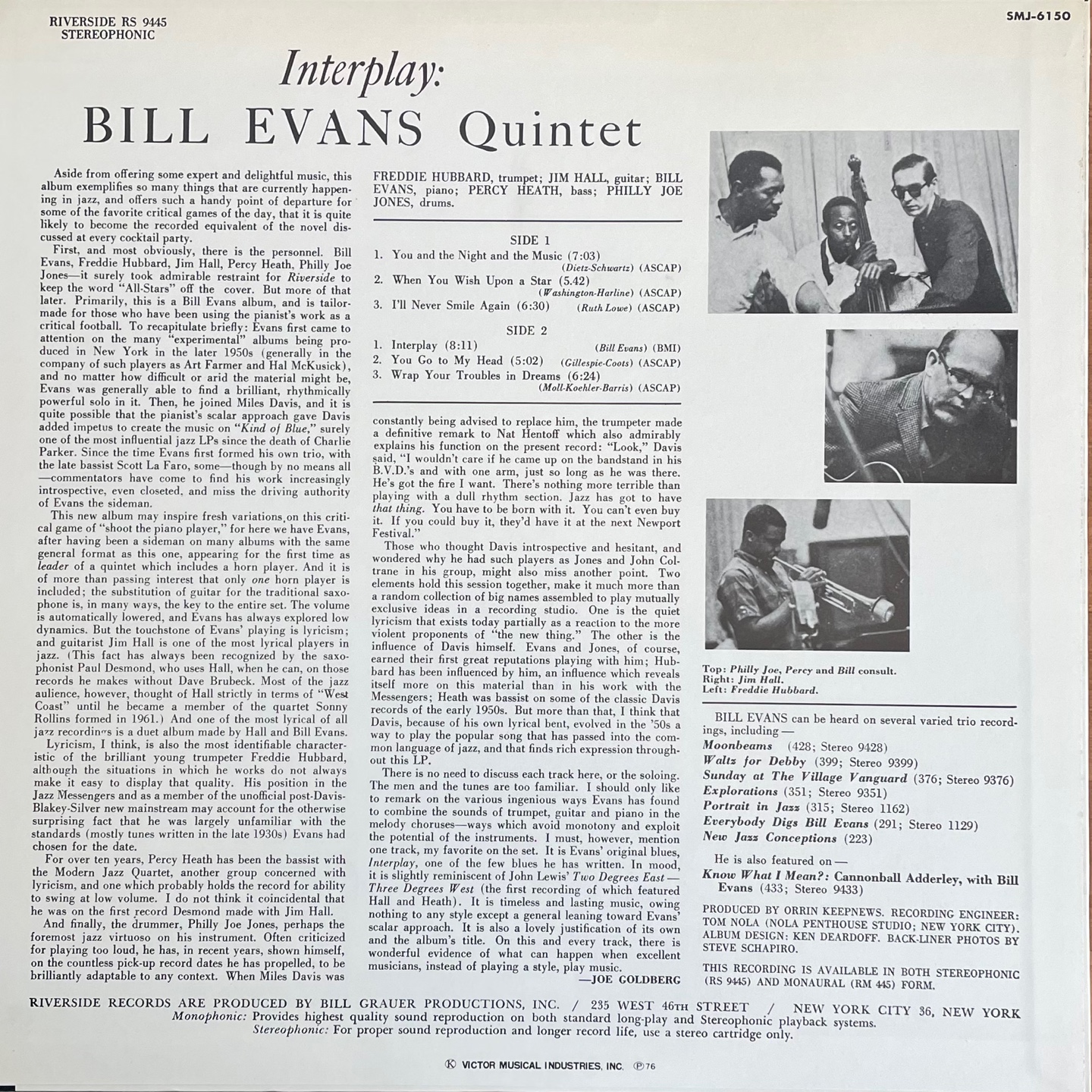 Bill Evans - Interplay (Riverside) (SMJ6150) : 인터플레이 레코드 샵