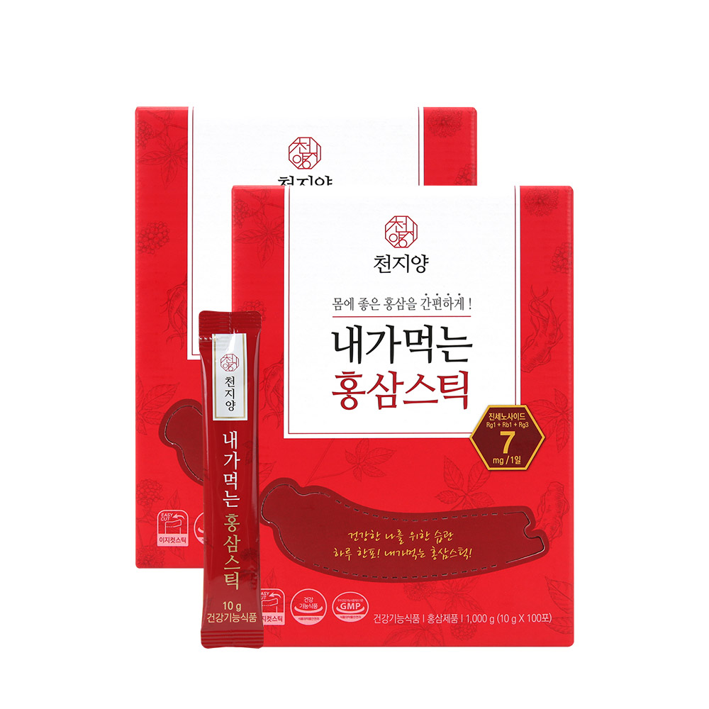 천지양 내가먹는 홍삼스틱 100포 2박스 6년근홍삼 진세노7mg 면역 : 헬스밸런스