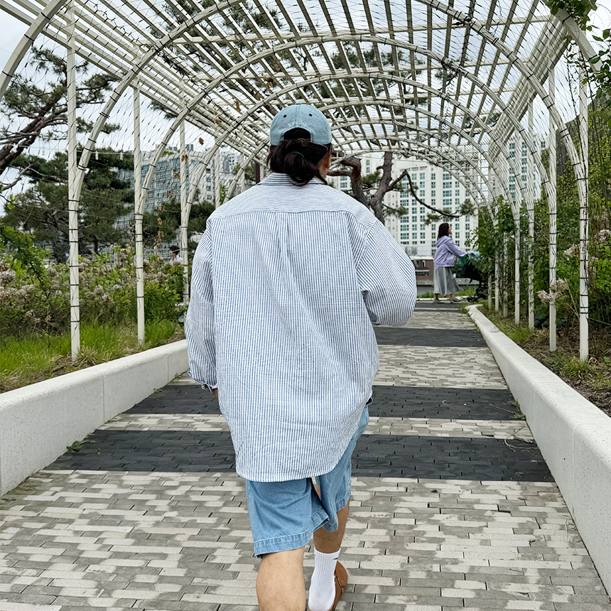 남자스트라이프셔츠 시어서커셔츠 빅사이즈남방 : 어텐션바우