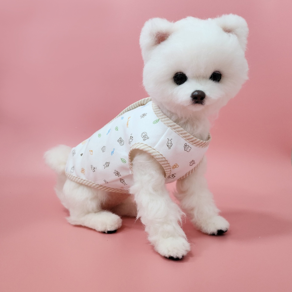 팻티아 강아지 오가닉 순면조끼 알러지케어 4계절용 미니베어 ivory xxs : 팻티아
