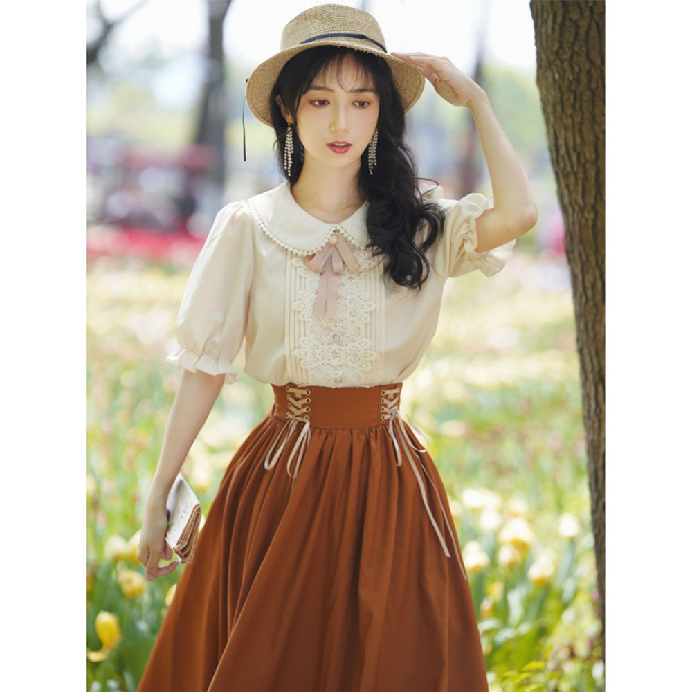 경성의복 대여 오렌지반팔 개화기의상 졸업사진컨셉 인생샷 개화기 투피스원피스 졸사촬영 : 코아차