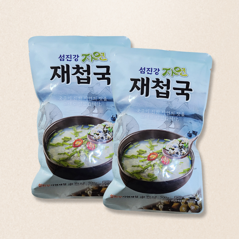 순수100%섬진강재첩국 500g 5팩 22500원/10팩 45000/섬진강재첩 직접채취 국물이 진해요! : 섬진강자연재첩
