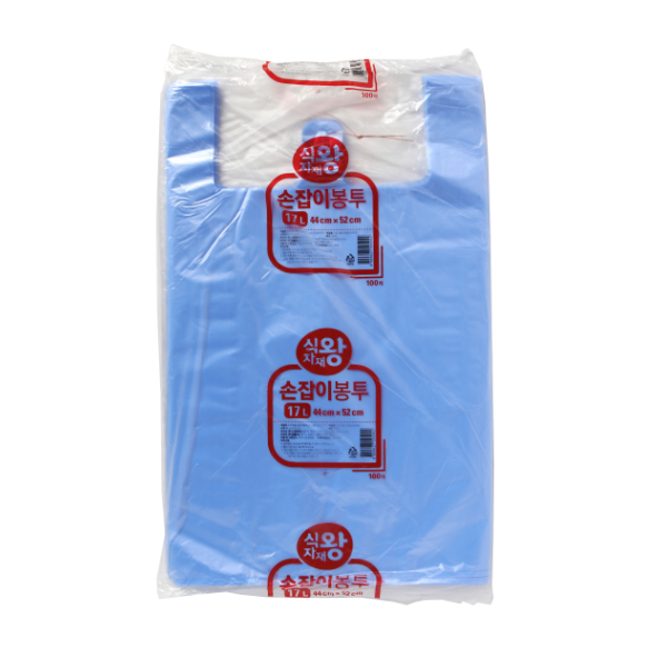 식자재왕 청유백색 손잡이봉투 (왕대 17L) 100매 (44cmx52cm) : 식자재민족