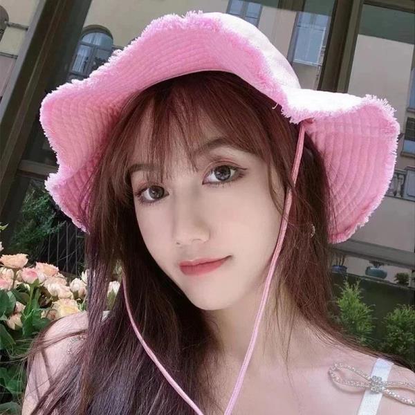 여자 여자 파나마 모자 단색 접이식 버킷햇 하이 퀄리티 코튼 어부 자외선 차단 해변 YF0522 : 가인해외직구