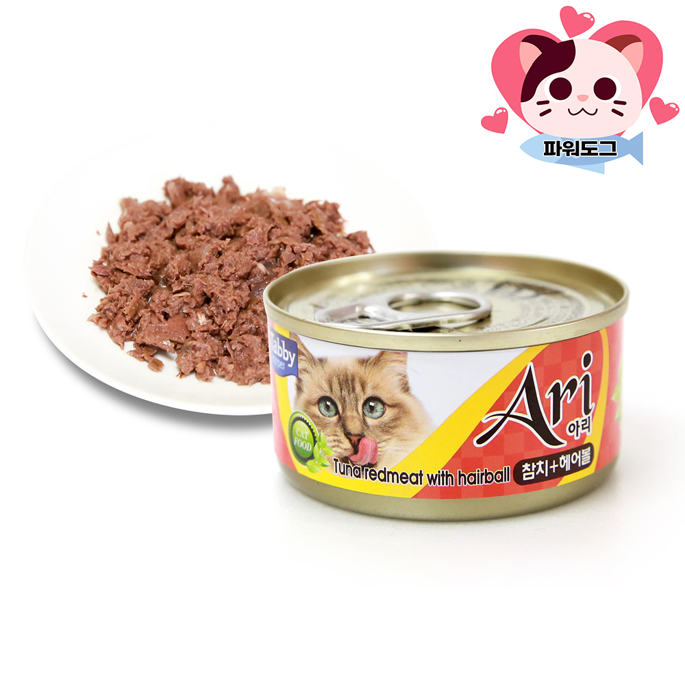 아리캔 테비토퍼 고양이 참치캔 헤어볼 80g x24캔 고양이 통조림 길냥이 : 파워도그