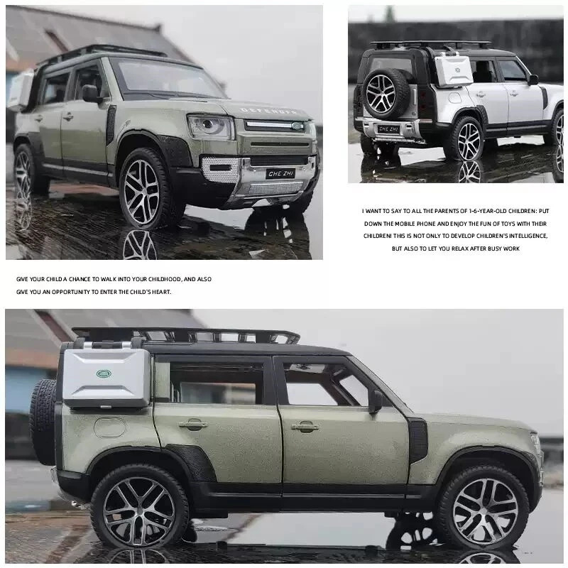 블랙 나이트 1/24 로버 디펜더 SUV 합금 자동차 모델 다이캐스트 및 장난감 차량 금속 소리와 빛 선물 : 비타민씨마켓