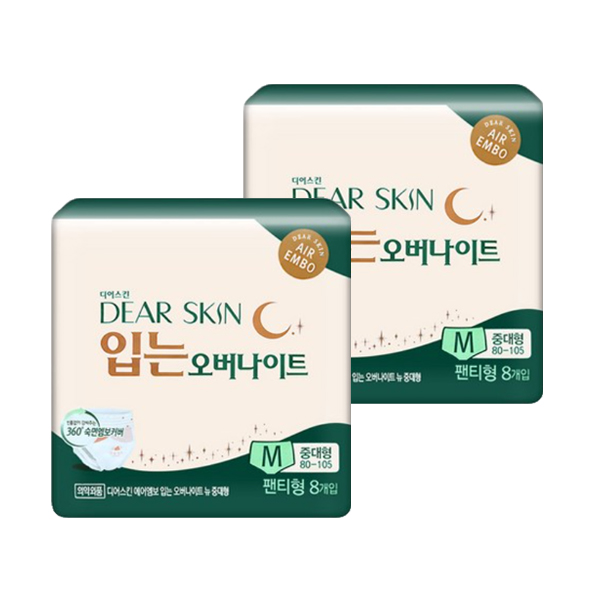 디어스킨 입는 오버나이트 생리대 중대형8Px2팩 팬티형 기저귀 : 티에스shop