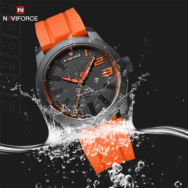 럭셔리명품시계 NAVIFORCE 최고급 럭셔리 쿼츠 시계 남성용 실리콘 스트랩 밀리터리 30ATM 방수 손목시계 : 모모컴파니
