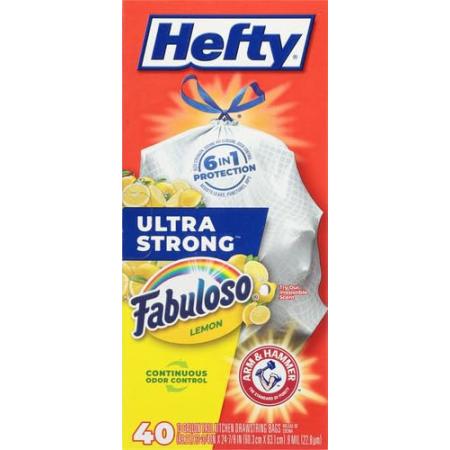 Hefty 울트라 스트롱 톨 주방 쓰레기 봉투 파부로소 레몬 향 492L13갤런 40개 : 글로벌쇼핑허브