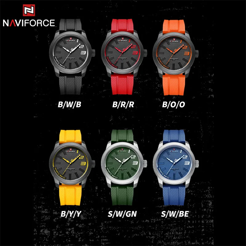 럭셔리명품시계 NAVIFORCE 최고급 럭셔리 쿼츠 시계 남성용 실리콘 스트랩 밀리터리 30ATM 방수 손목시계 : 모모컴파니