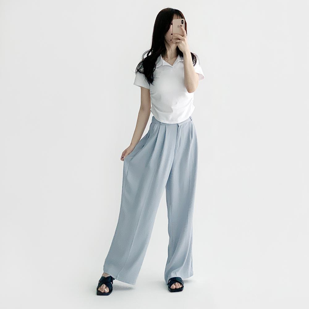 [S-2XL/레이온20%] 요거링 썸머 뒷밴딩 핀턱 시원한 롱 와이드팬츠 여름 슬랙스 : 데이지클로젯