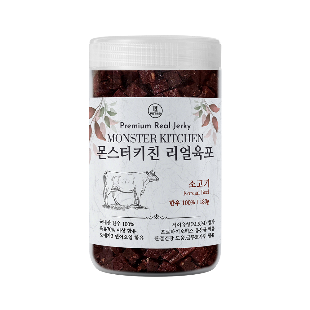 몬스터키친 리얼 육포 강아지 노즈워크 간식 소고기 180g : 루니펫