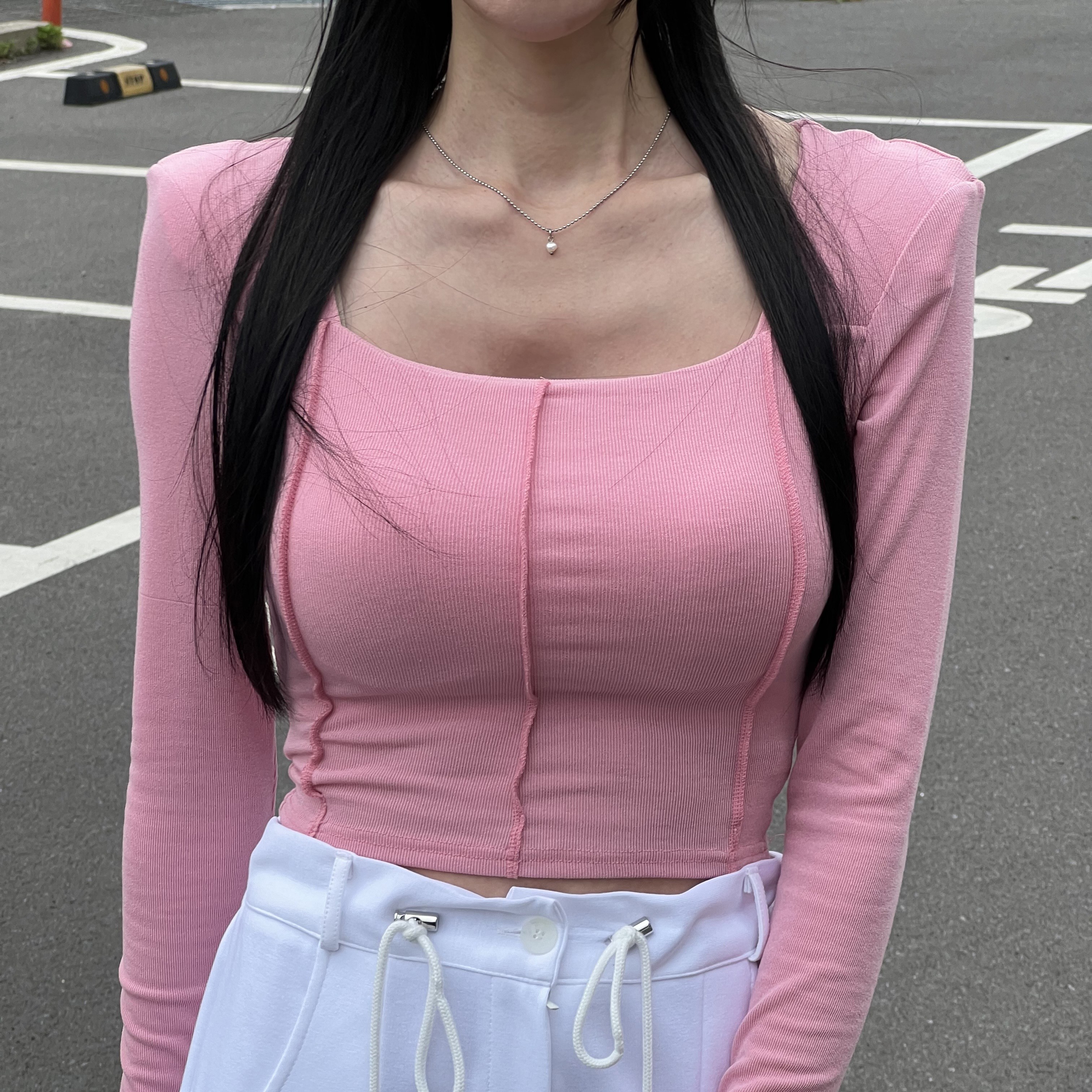 리아드 스퀘어넥 브라캡 긴팔 티셔츠 : 리아드 LIADE