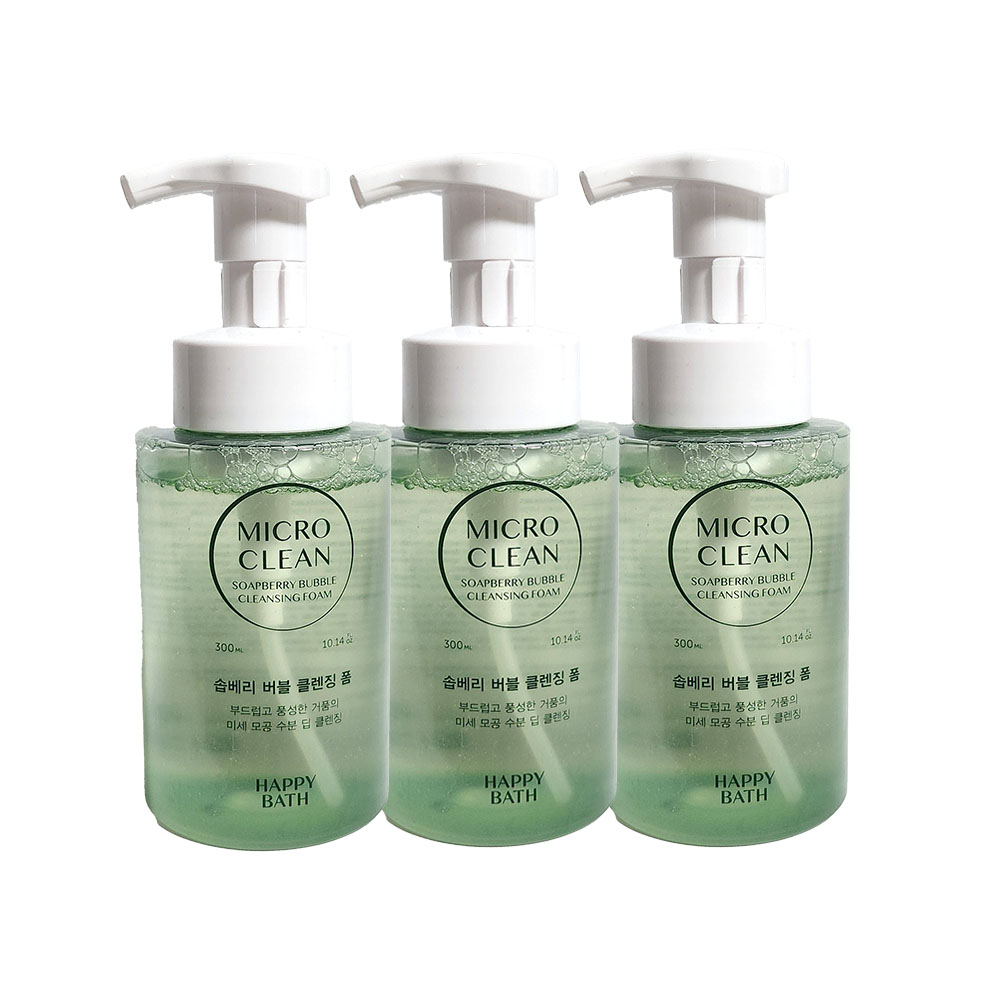 해피바스 마이크로 클린 솝베리 버블 클렌징폼 300ml x3개 : 맥스베스트