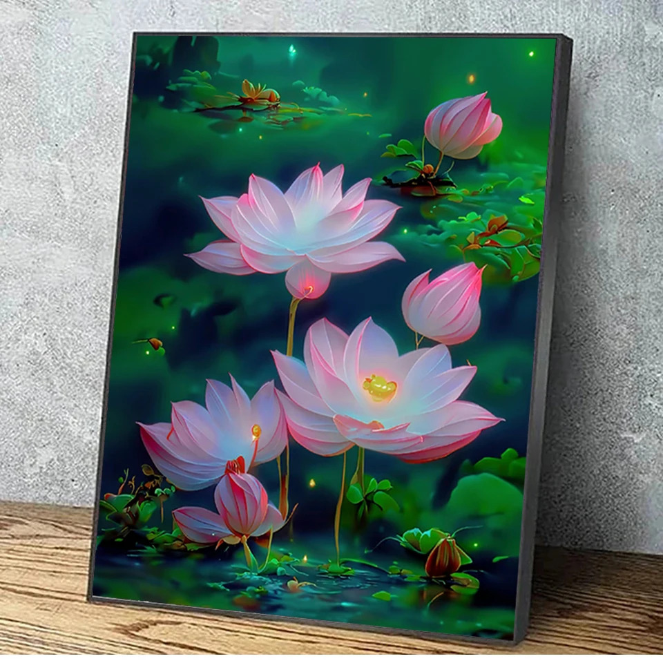 연꽃그림 드림 플라워 다이아몬드 페인팅 풀 라인스톤 연꽃 모란 장미 5D DIY 자수 크로스 스티치 모자이크 홈 데코 컬렉션 : 오광오광