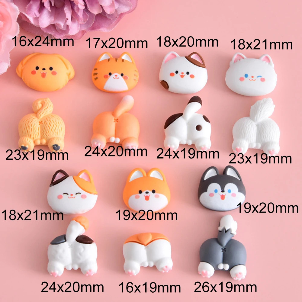 고양이인테리어 고양이 개 머리 엉덩이 시리즈 송진 플랫 백 카보숑 머리핀 스크랩북용 DIY 보석 공예 장식 액세서리 10 : 오광오광