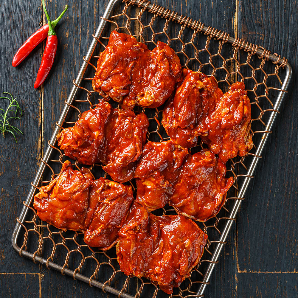 다인꼬꼬댁이 국내산 닭다리로 만든 양념 닭갈비 1kg 양념 간장 숯불구이 캠핑요리 택배 : 다인꼬꼬댁이