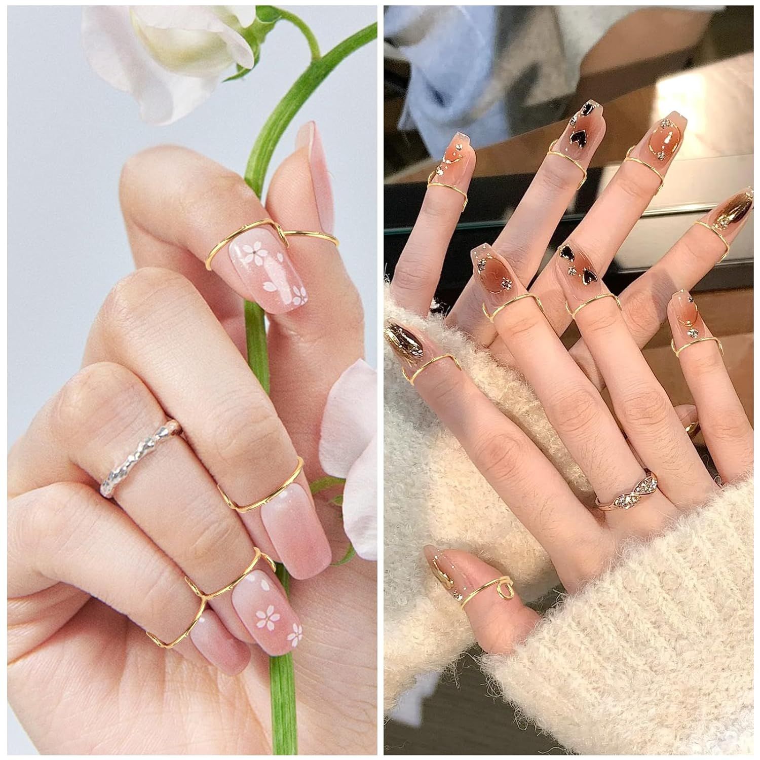 온오프 네일링 10pcs 반지 탈부착 임산부 무슬림 간호사 선생님 네일 팁 : 유 얼 낫 얼 론