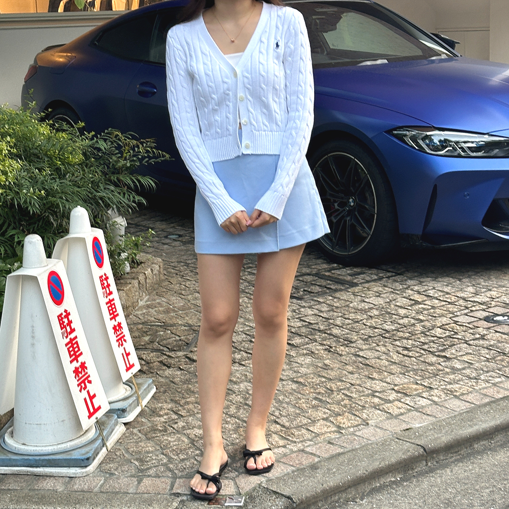 폴로 랄프로렌 여성 케이블 크롭 가디건 (네이비/화이트/블루) : 동부산아울렛명품관