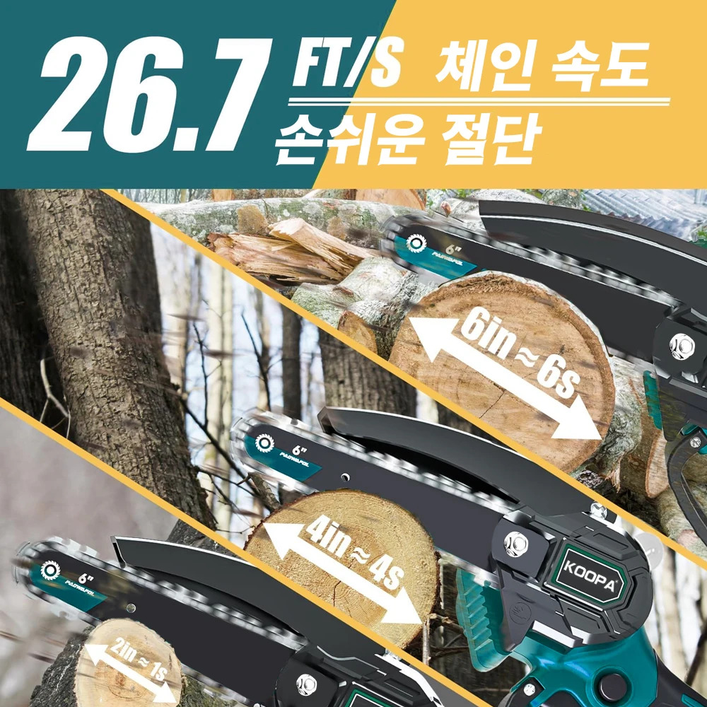 0/1 빅 배터리가 장착된 6인치 미니 체인톱 무선 오토 오일러가 휴대용 전력 체인톱-나무 다듬기 시스템 : 추니유통