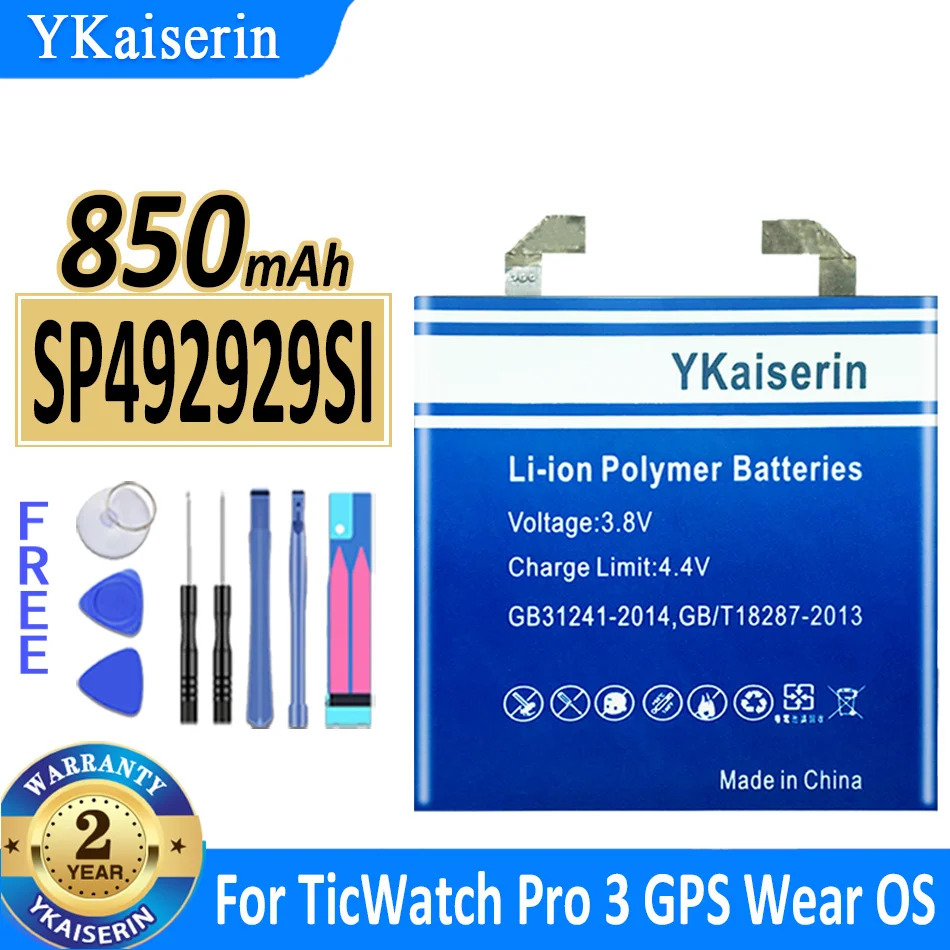 YKaiserin 배터리 TicWatch Pro 3 용 GPS Wear OS 스마트워치 SP492929SI 850mAh 900mAh : 추니유통