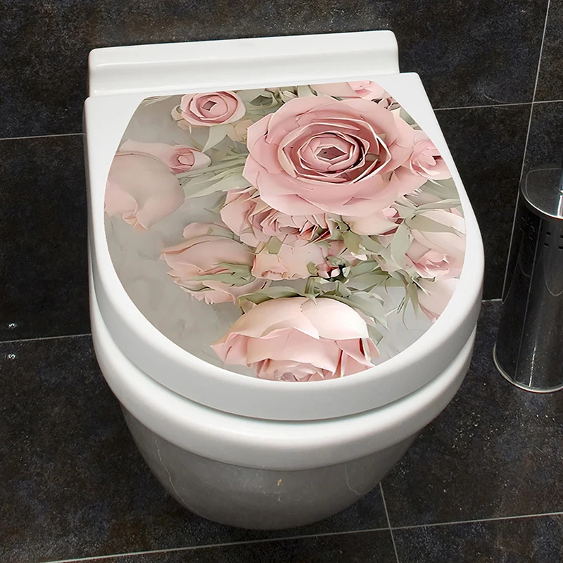 화장실스티커 WC 받침대 팬 커버 스티커 변기 스툴 코모드 욕실 장식 3D 프린트 플라워 뷰 데칼 : 오광오광