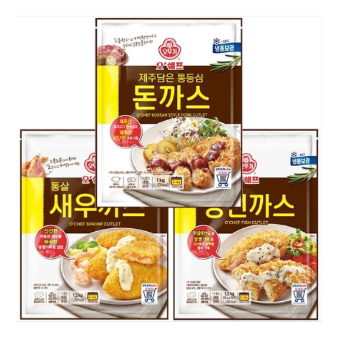 (004) 오뚜기 오쉐프 3종까스 통등심 생선까스 새우까스 : 제이몰 스토어